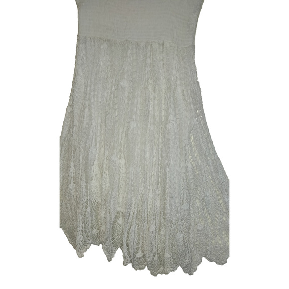Raviya White Crocheted Skirt Dress Sz M Bohemian Beautiful Crochet Lined Medium - Picture 2 of 16